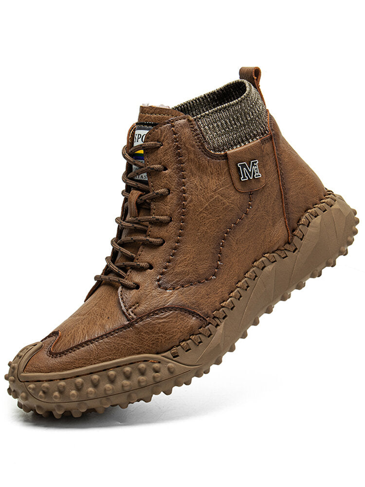 Men Retro Microfiber Leather Non Slip Casual Ankle Boots-POIULTD