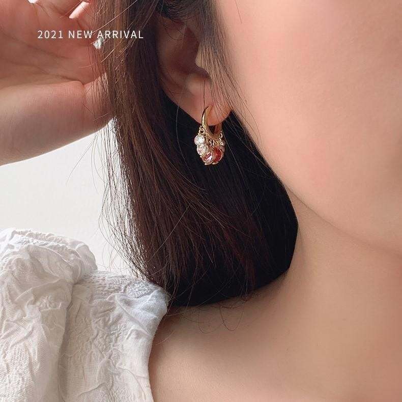 Shiny Colorful Zircon Drop Earrings-POIULTD