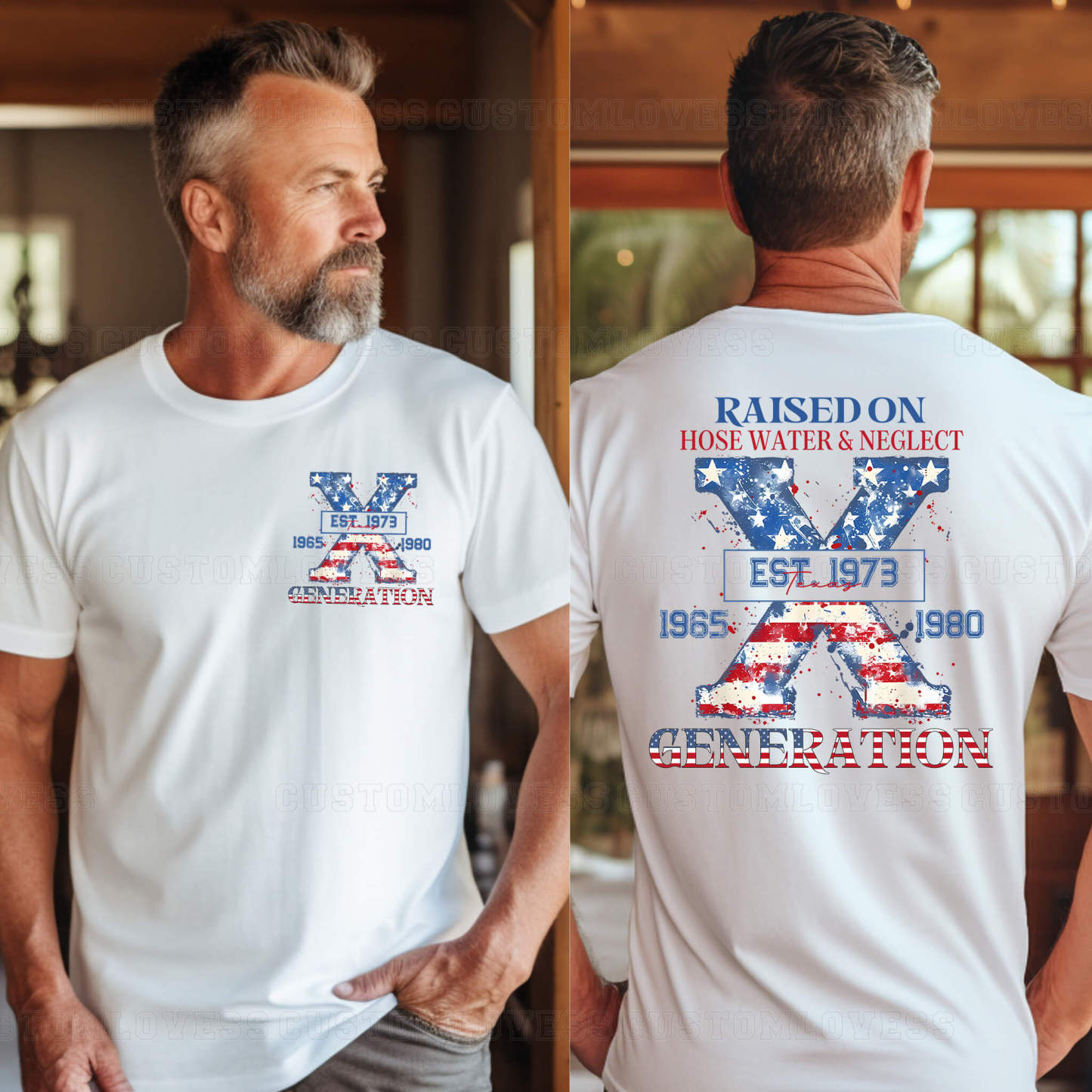 Custom Gen X American Flag T-Shirt-POIULTD