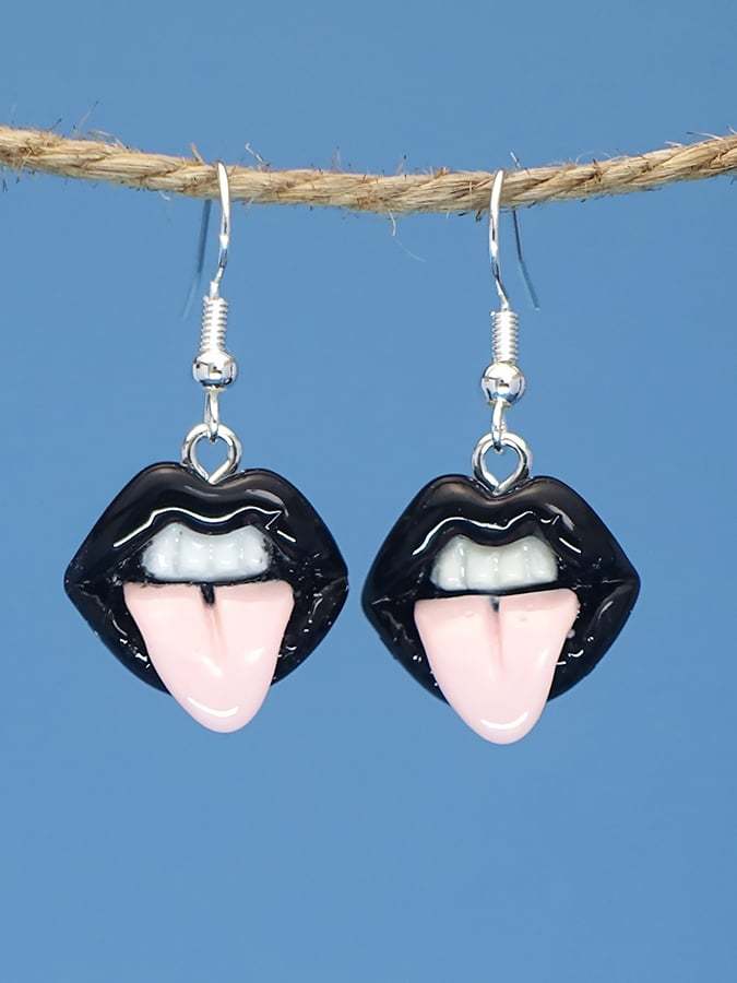 Women's Carnival Lips Flame Red Lips Creative Personalized Funny Earrings-POIULTD