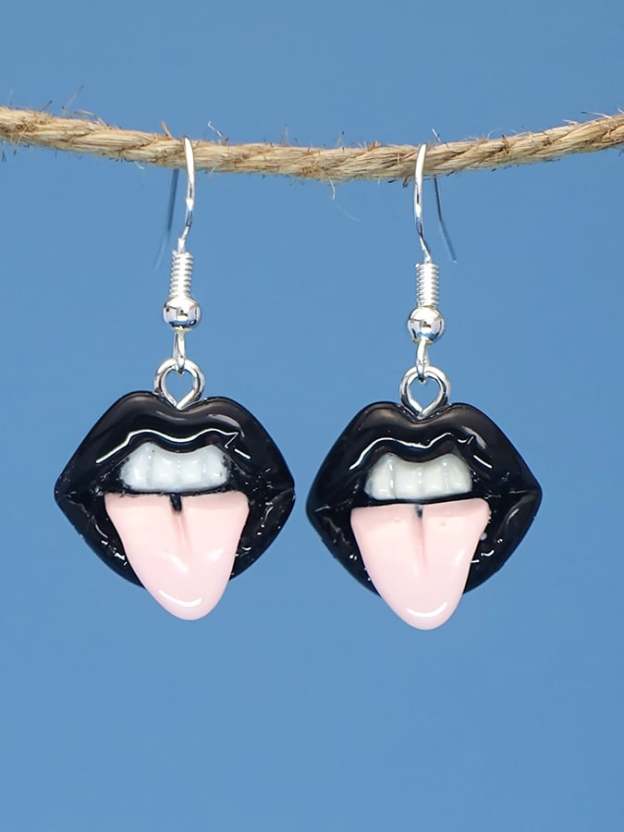 Women's Carnival Lips Flame Red Lips Creative Personalized Funny Earrings-POIULTD