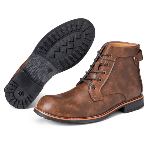 Mens Genuine Leather Waterproof Non-slip Arch Support Vintage Casual Chukka Boots-POIULTD