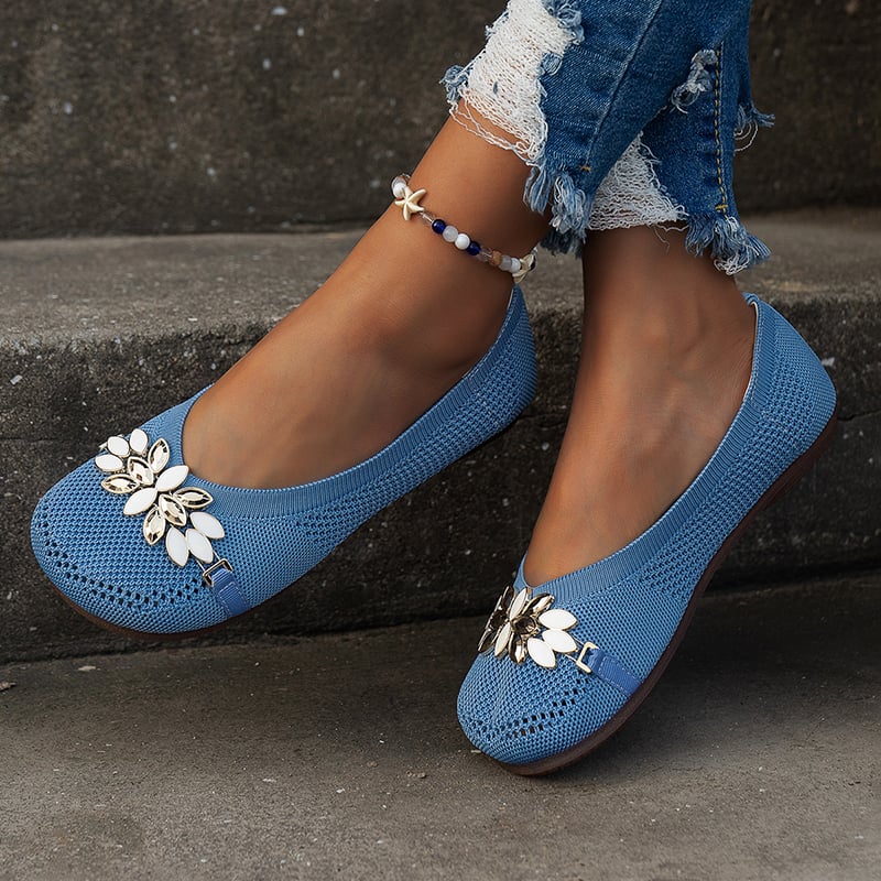 Casual Flower Hollow Out Weave Women's Flat Shoes-POIULTD