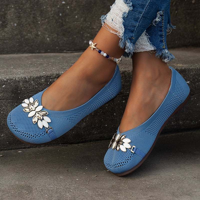 Casual Flower Hollow Out Weave Women's Flat Shoes-POIULTD