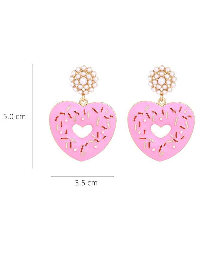 Women's Valentine's Day Imitation Pearl Donut Heart Earrings-POIULTD