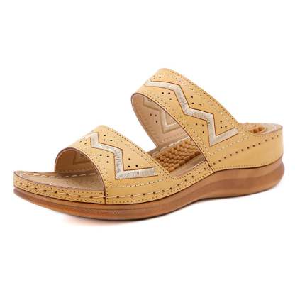 Anti Slip Sloping Heel Comfortable Hollow Out Sandals-POIULTD
