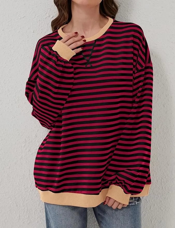 🎁Last Day Sale 49% OFF🏆️2024 Womens Stripes Color Block Sweatshirts-POIULTD