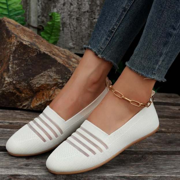 Casual Mesh Hollow Out Weave Women's Flat Shoes-POIULTD