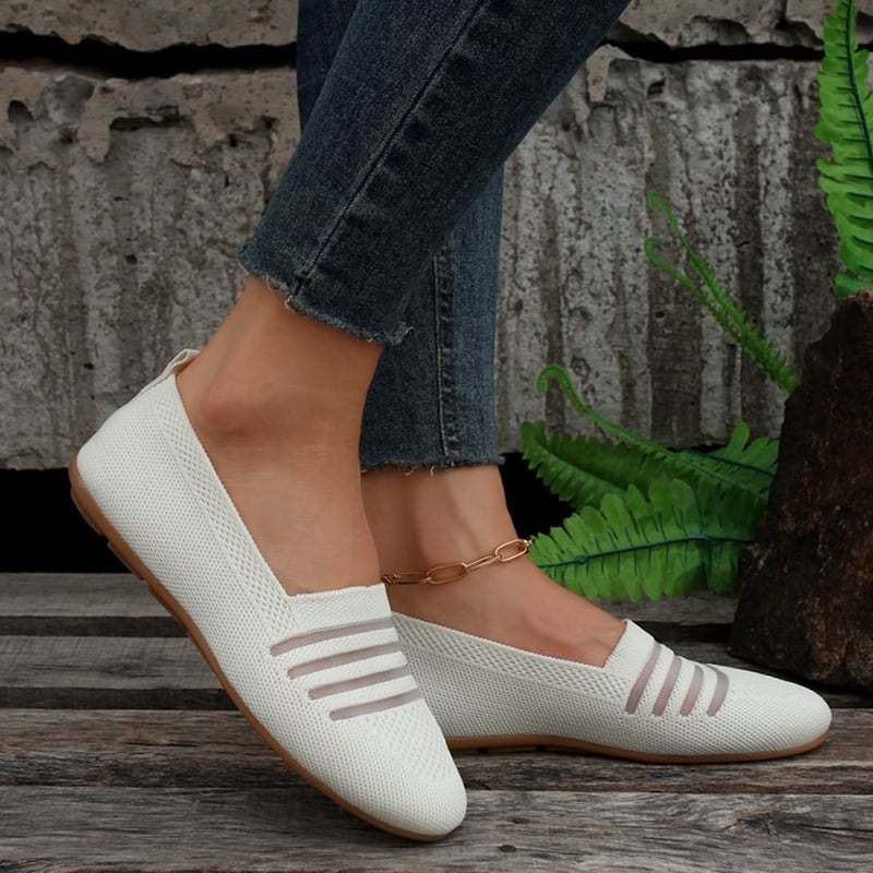 Casual Mesh Hollow Out Weave Women's Flat Shoes-POIULTD