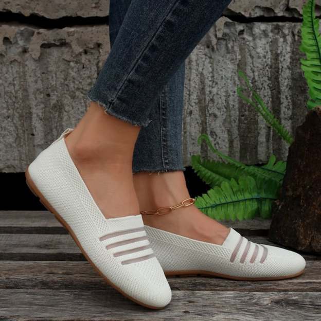 Casual Mesh Hollow Out Weave Women's Flat Shoes-POIULTD