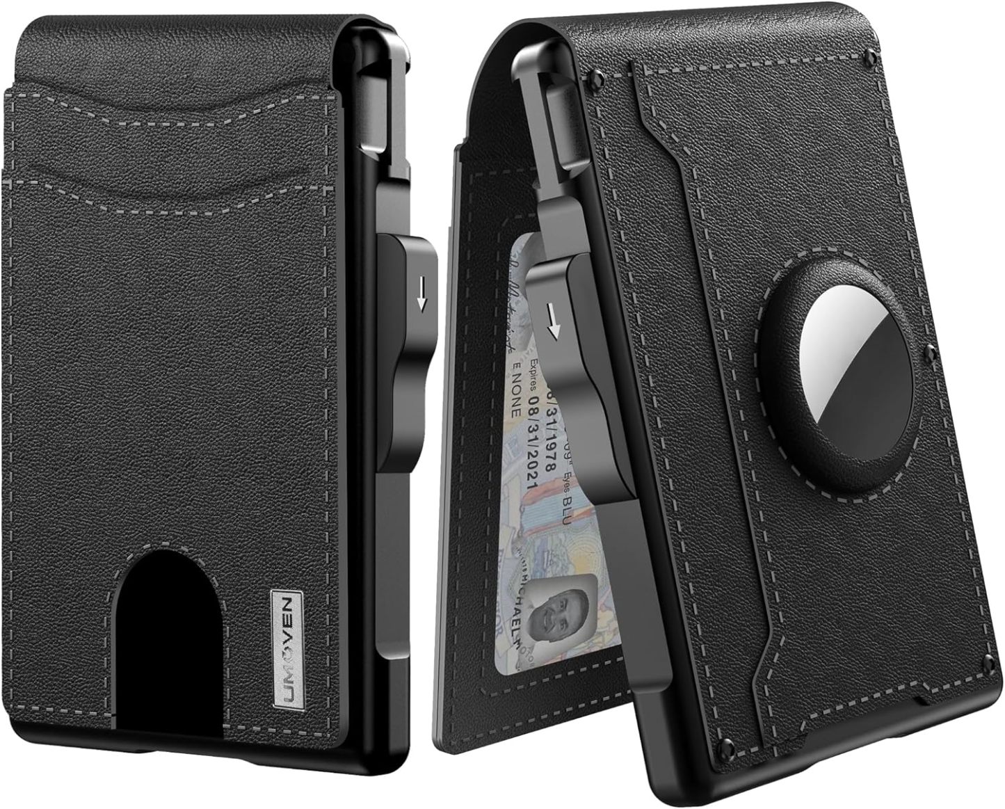 ✨ Wallet for Men - with Pop Up Aluminum Case Money Clip Slim Leather Slots Credit Card Holder RFID Blocking Bifold Minimalist Wallet-POIULTD