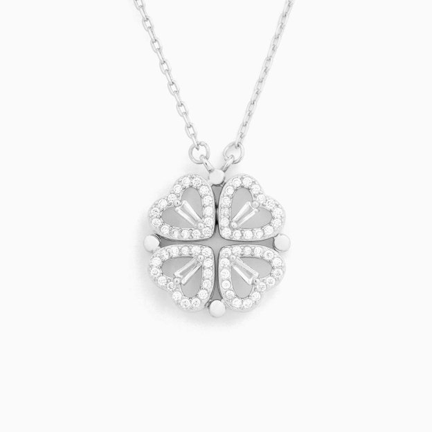 🔥 Last Day Promotion 48% OFF🎁Lucky Heart Sterling Silver Necklace WITH SIX ROSES💖-POIULTD