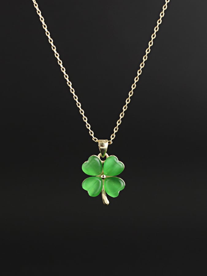 Women St. Patrick's Day Stylish Clover Pendant Necklace-POIULTD