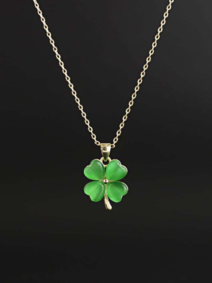 Women St. Patrick's Day Stylish Clover Pendant Necklace-POIULTD