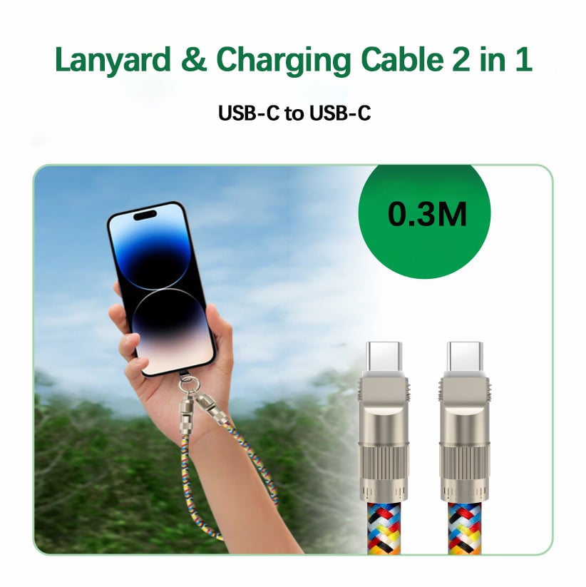 🔥🔥2-in-1 Mobile Phone Lanyard & Charging Cable, compatible with USB-C to USB-C and USB-C to Lightning interfaces-POIULTD