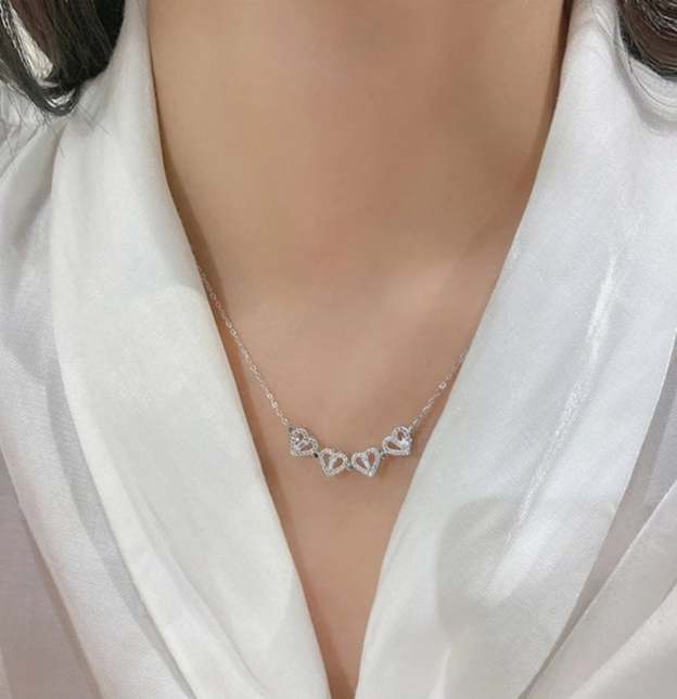 🔥 Last Day Promotion 48% OFF🎁Lucky Heart Sterling Silver Necklace WITH SIX ROSES💖-POIULTD
