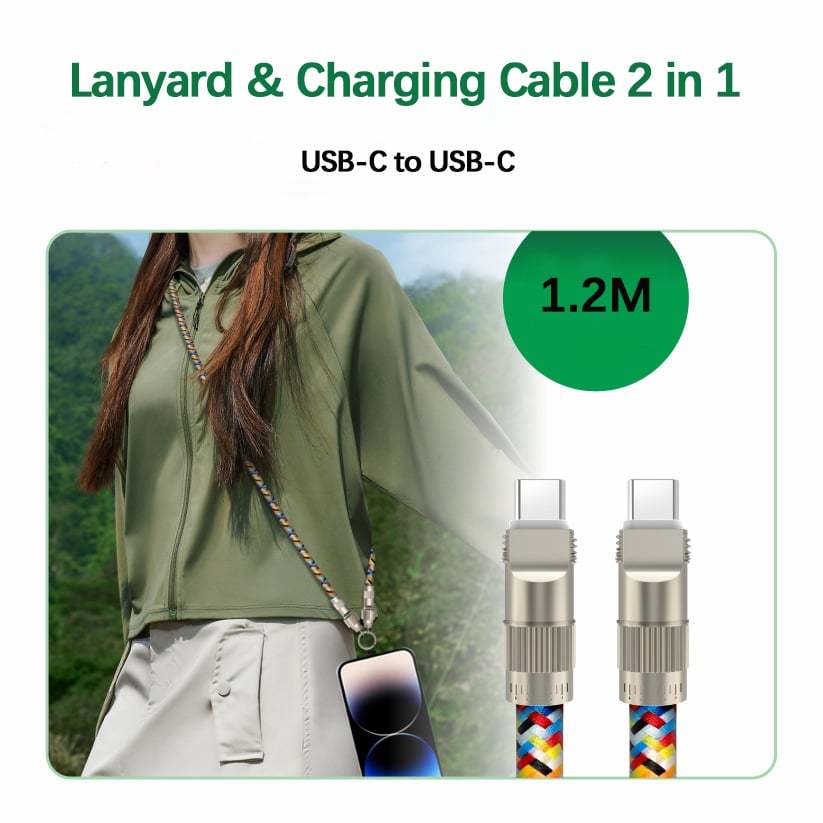 🔥🔥2-in-1 Mobile Phone Lanyard & Charging Cable, compatible with USB-C to USB-C and USB-C to Lightning interfaces-POIULTD