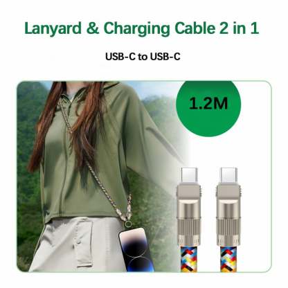 🔥🔥2-in-1 Mobile Phone Lanyard & Charging Cable, compatible with USB-C to USB-C and USB-C to Lightning interfaces-POIULTD