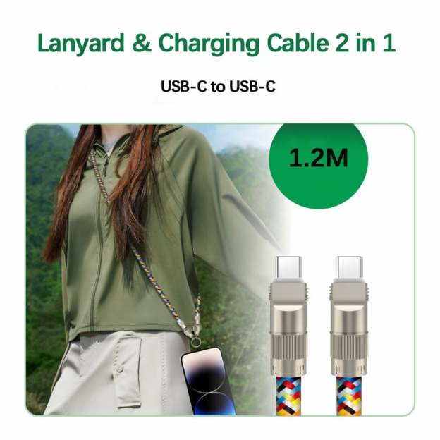 🔥🔥2-in-1 Mobile Phone Lanyard & Charging Cable, compatible with USB-C to USB-C and USB-C to Lightning interfaces-POIULTD