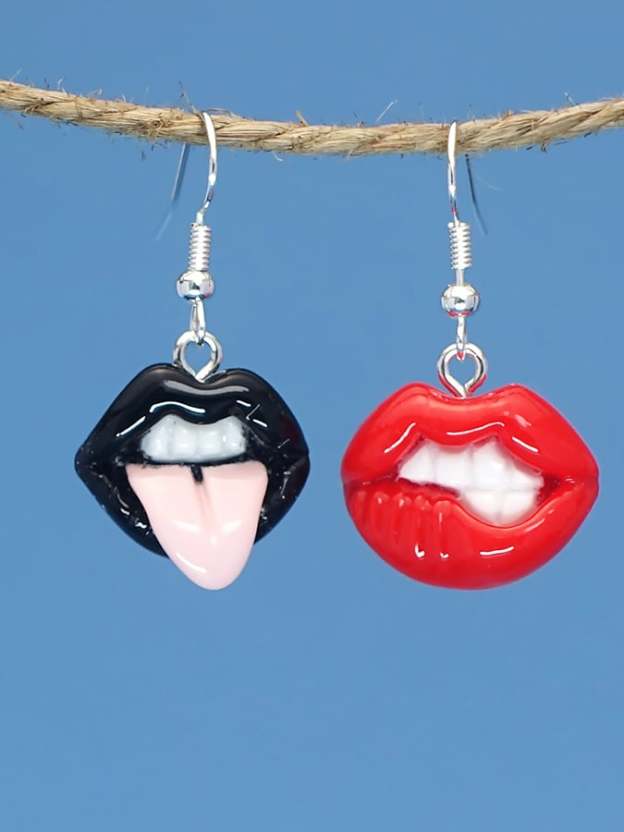 Women's Carnival Lips Flame Red Lips Creative Personalized Funny Earrings-POIULTD