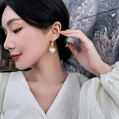 Love pearl earrings-POIULTD