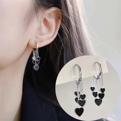 Black Long Tassel Earrings-POIULTD