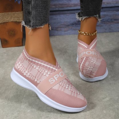 Casual Letter Printed Weave Women's Sneakers-POIULTD