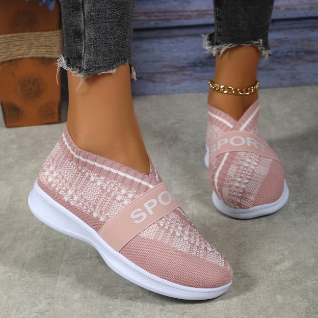 Casual Letter Printed Weave Women's Sneakers-POIULTD