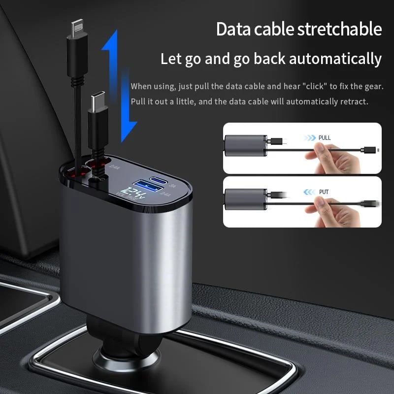 Fast Charge Retractable Car Charger-POIULTD