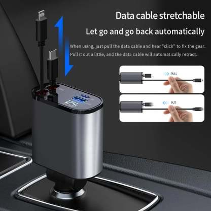 Fast Charge Retractable Car Charger-POIULTD