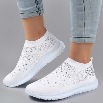 Casual Diamond-Studded Weave Women's Sneakers-POIULTD