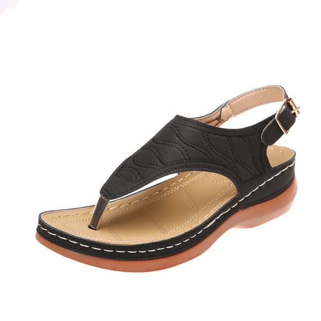 Roman Style One Line Buckle Women'S Sandals-POIULTD