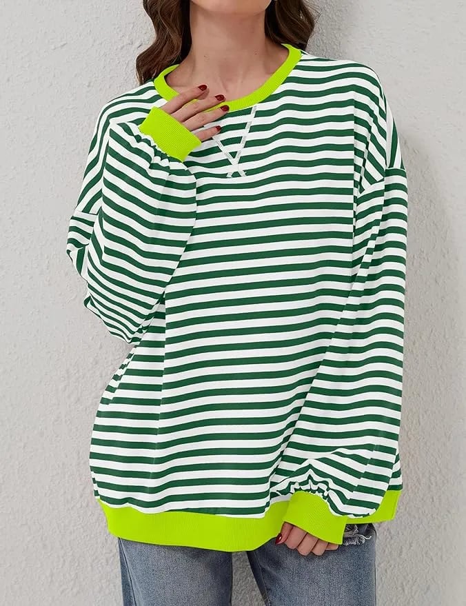 🎁Last Day Sale 49% OFF🏆️2024 Womens Stripes Color Block Sweatshirts-POIULTD