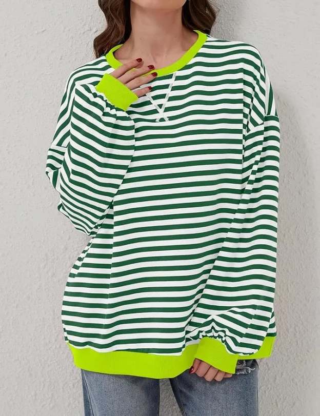 🎁Last Day Sale 49% OFF🏆️2024 Womens Stripes Color Block Sweatshirts-POIULTD