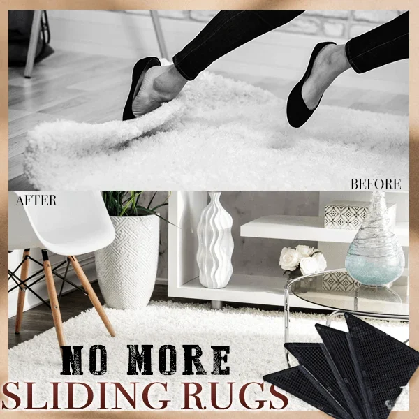 🔥Reusable Corner Area Carpet Rug Grippers - Rubber Anti Curling Non Slip Skid Pads