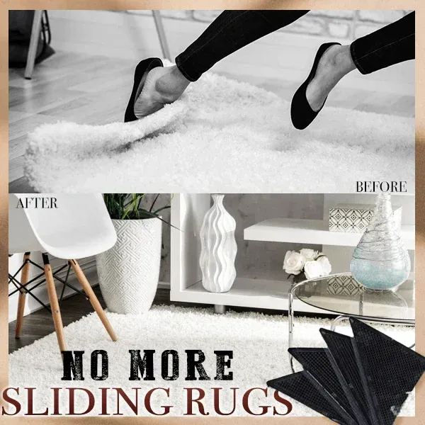 🔥Reusable Corner Area Carpet Rug Grippers - Rubber Anti Curling Non Slip Skid Pads