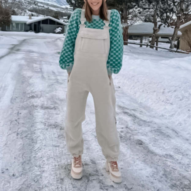 Women's Fleece Warm Loose Casual Jumpsuits-POIULTD
