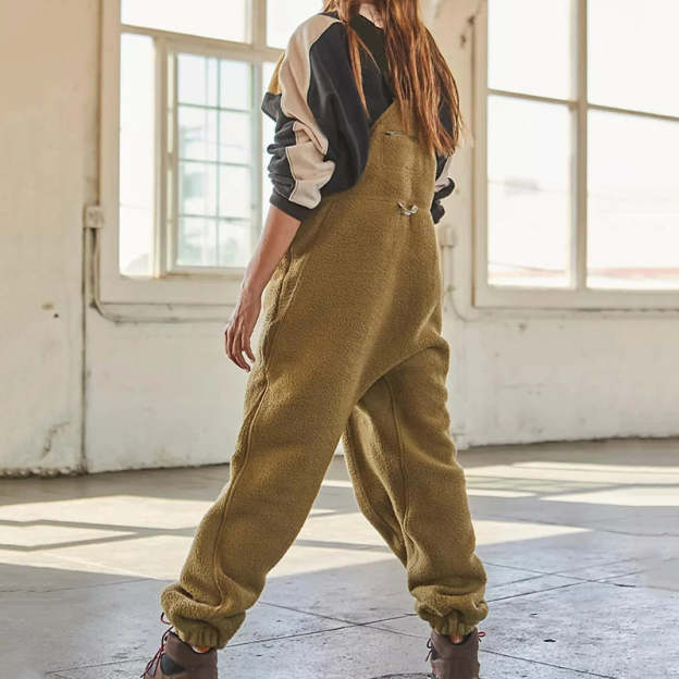 Women's Fleece Warm Loose Casual Jumpsuits-POIULTD