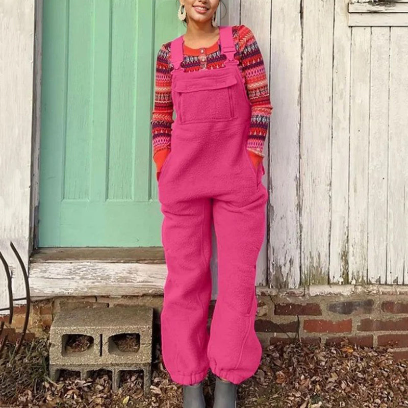 Women's Fleece Warm Loose Casual Jumpsuits-POIULTD