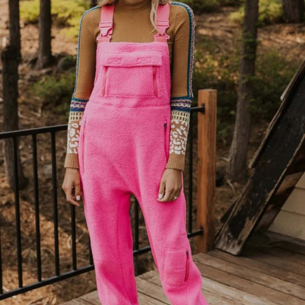 Women's Fleece Warm Loose Casual Jumpsuits-POIULTD