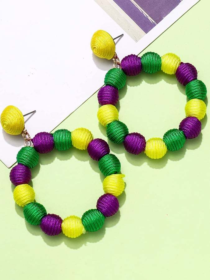 Women's Carnival Rattan Ball Fashionable Versatile Temperament Light Luxury Earrings-POIULTD