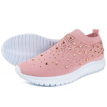 Casual Diamond-Studded Weave Women's Sneakers-POIULTD