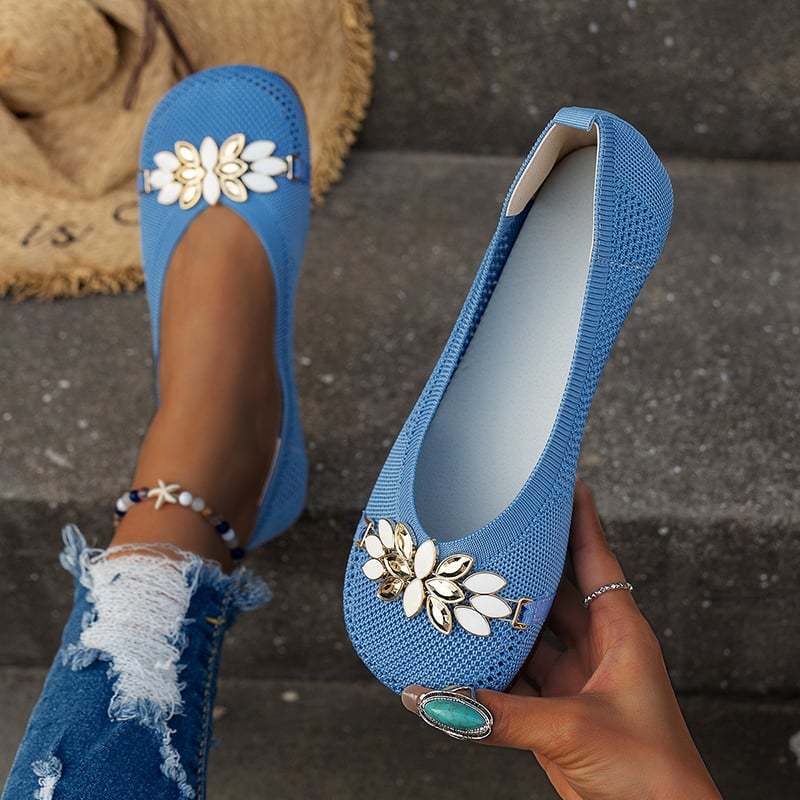 Casual Flower Hollow Out Weave Women's Flat Shoes-POIULTD