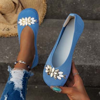 Casual Flower Hollow Out Weave Women's Flat Shoes-POIULTD