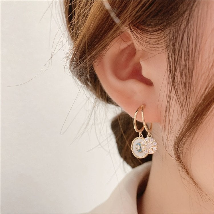 Last Day 50% Off-Natural shell zircon earrings-POIULTD