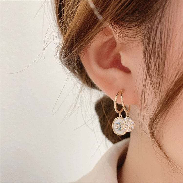Last Day 50% Off-Natural shell zircon earrings-POIULTD