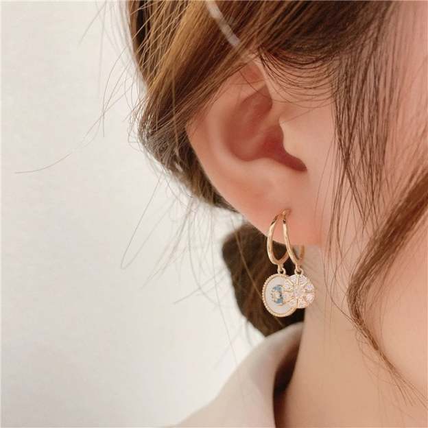 Last Day 50% Off-Natural shell zircon earrings-POIULTD