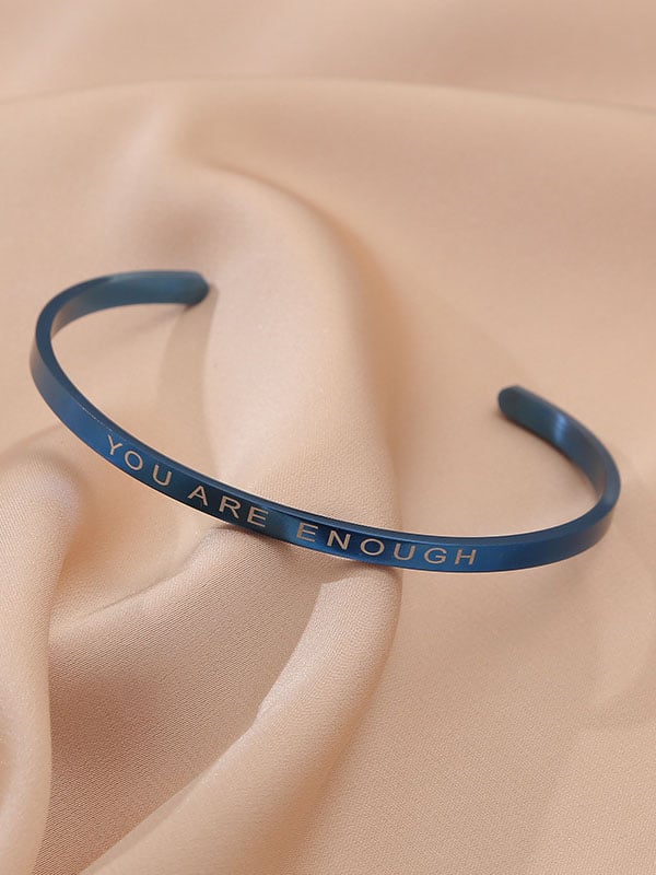 You Are Enough Stainless Steel Openable Bracelet-POIULTD