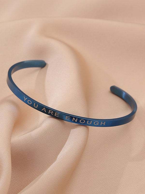 You Are Enough Stainless Steel Openable Bracelet-POIULTD