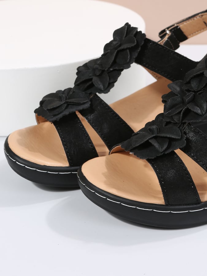 New Comfortable Fashion Hollow Slope And Fish Mouth Flowers Casual Comfortable Large Size Sandals Women-POIULTD